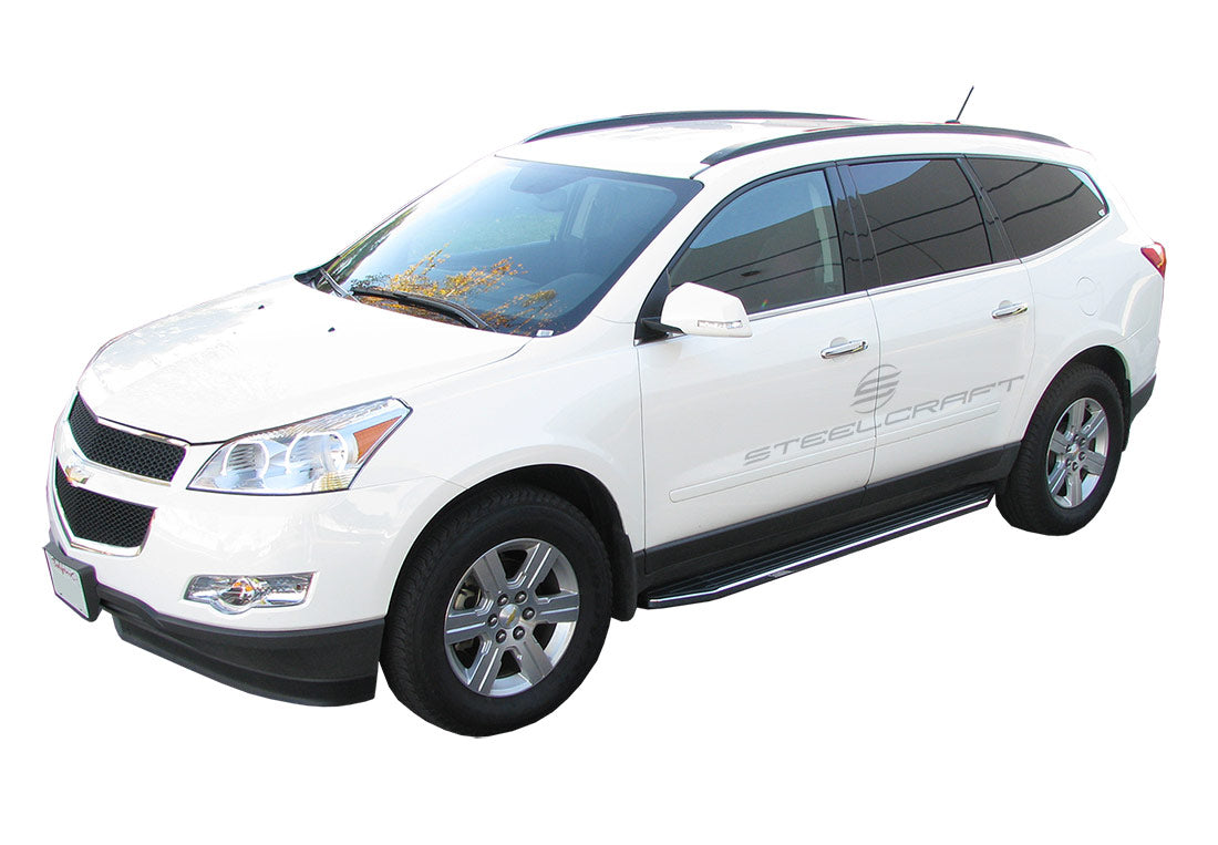 Steelcraft STX100 Running Boards - Black / Stainless Trim - 2014-2017 Chevy Traverse / 2014-2017 Acadia (103800)