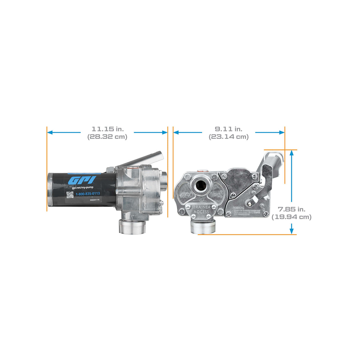 GPI M-150S-EM 15 GPM 12V Economy Fuel Transfer Pump with Manual Unleaded Nozzle (110000-107) - view 8