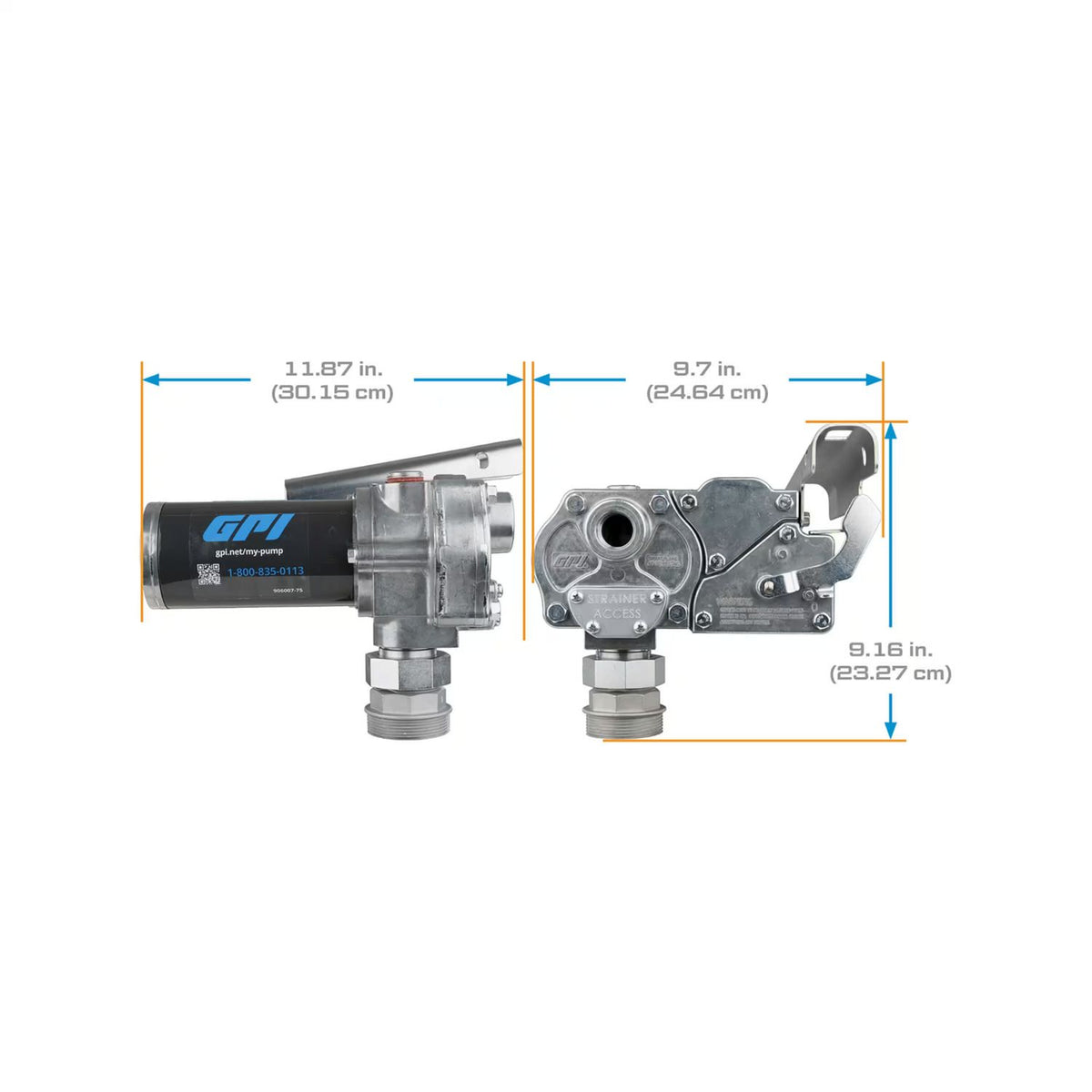 GPI M-150S-MU 15 GPM 12V Fuel Transfer Pump with Manual Unleaded Nozzle (110000-99) - view 8