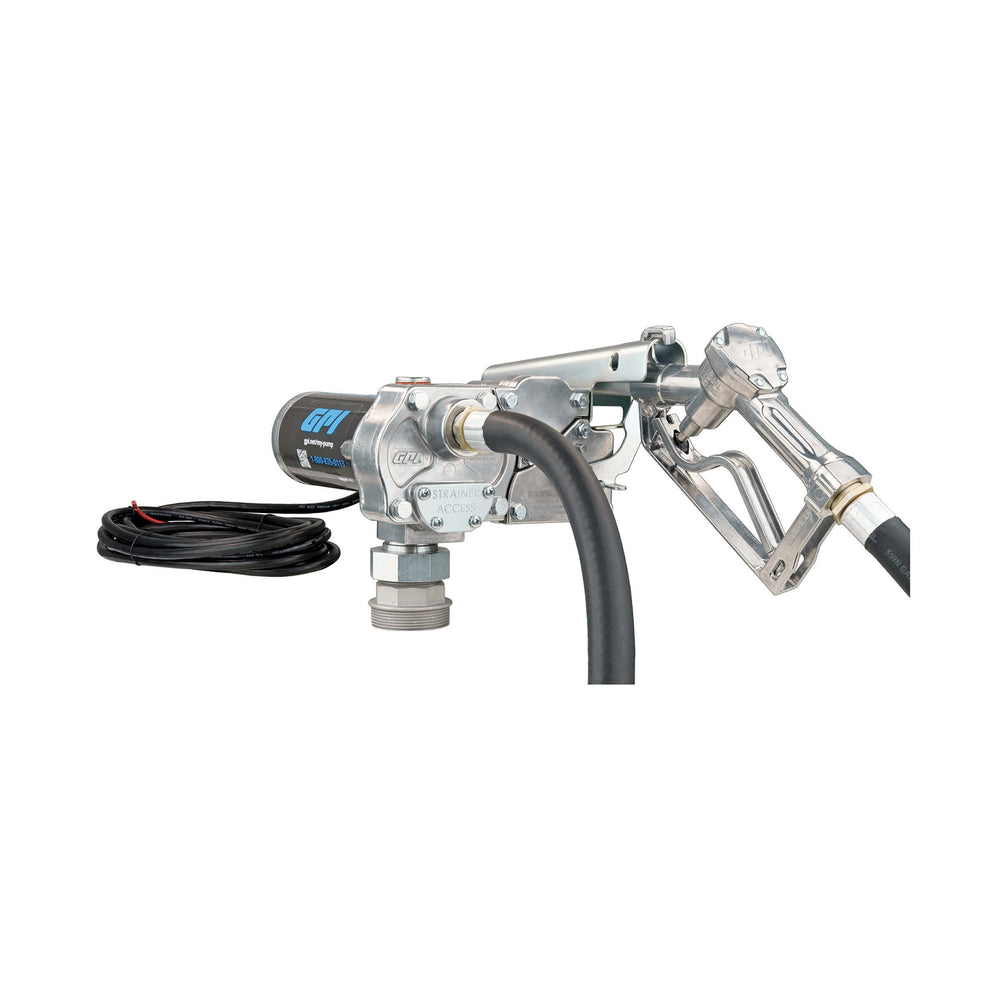 GPI M-150S-MU 15 GPM 12V Fuel Transfer Pump with Manual Unleaded Nozzle (110000-99)