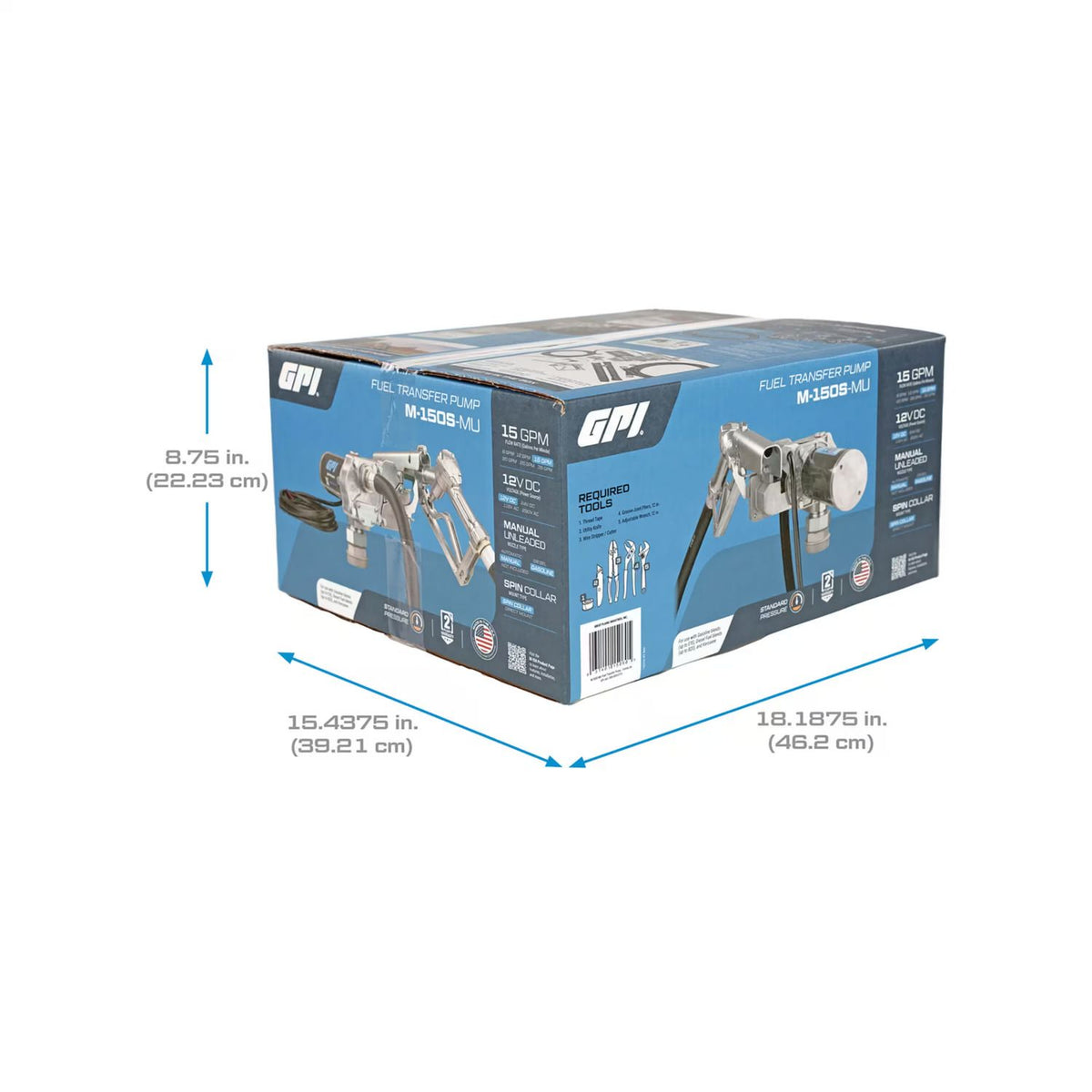 GPI M-150S-MU 15 GPM 12V Fuel Transfer Pump with Manual Unleaded Nozzle (110000-99) - view 9