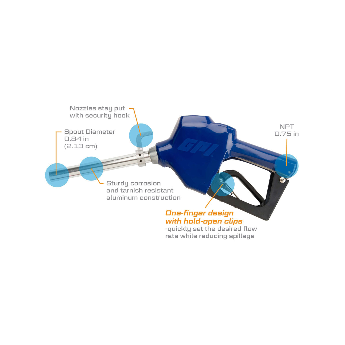 GPI 3/4 in. Automatic Unleaded Fuel Nozzle (110121-8) - view 2