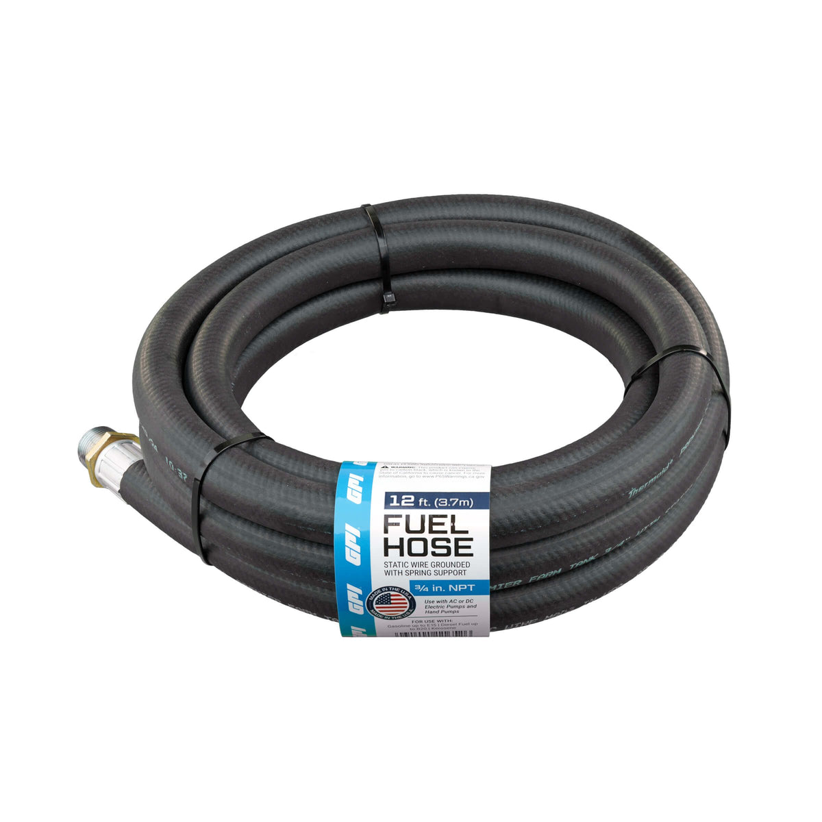 GPI 3/4 in. x 12 ft. Fuel Hose with Static Wire (110187-501)