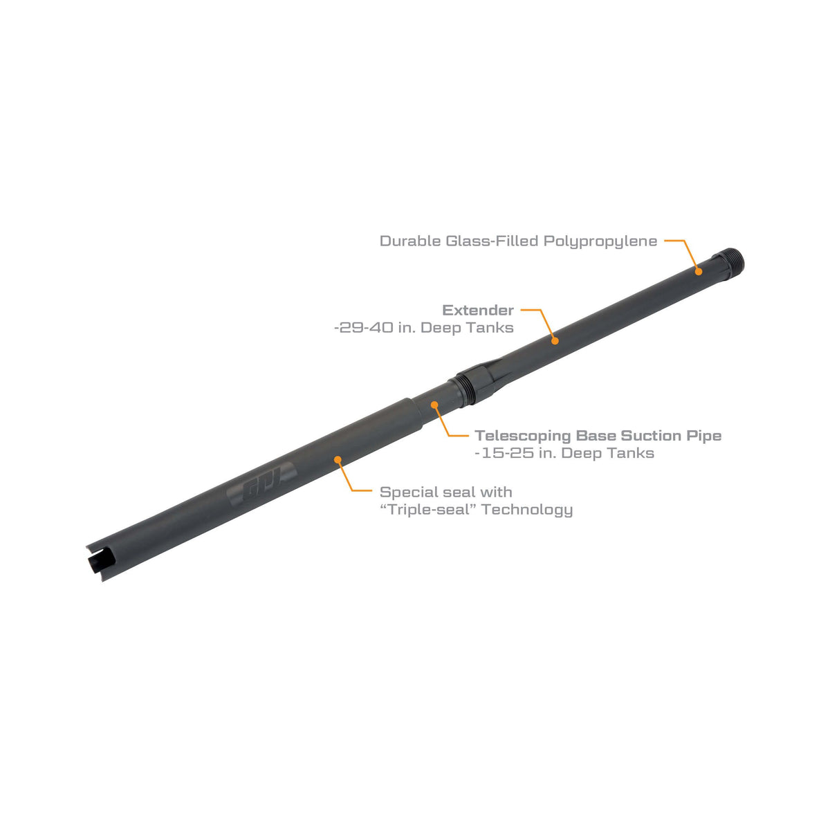 GPI 1 in. Telescoping Suction Pipe, 15 to 40 in. (110241-01) - view 2