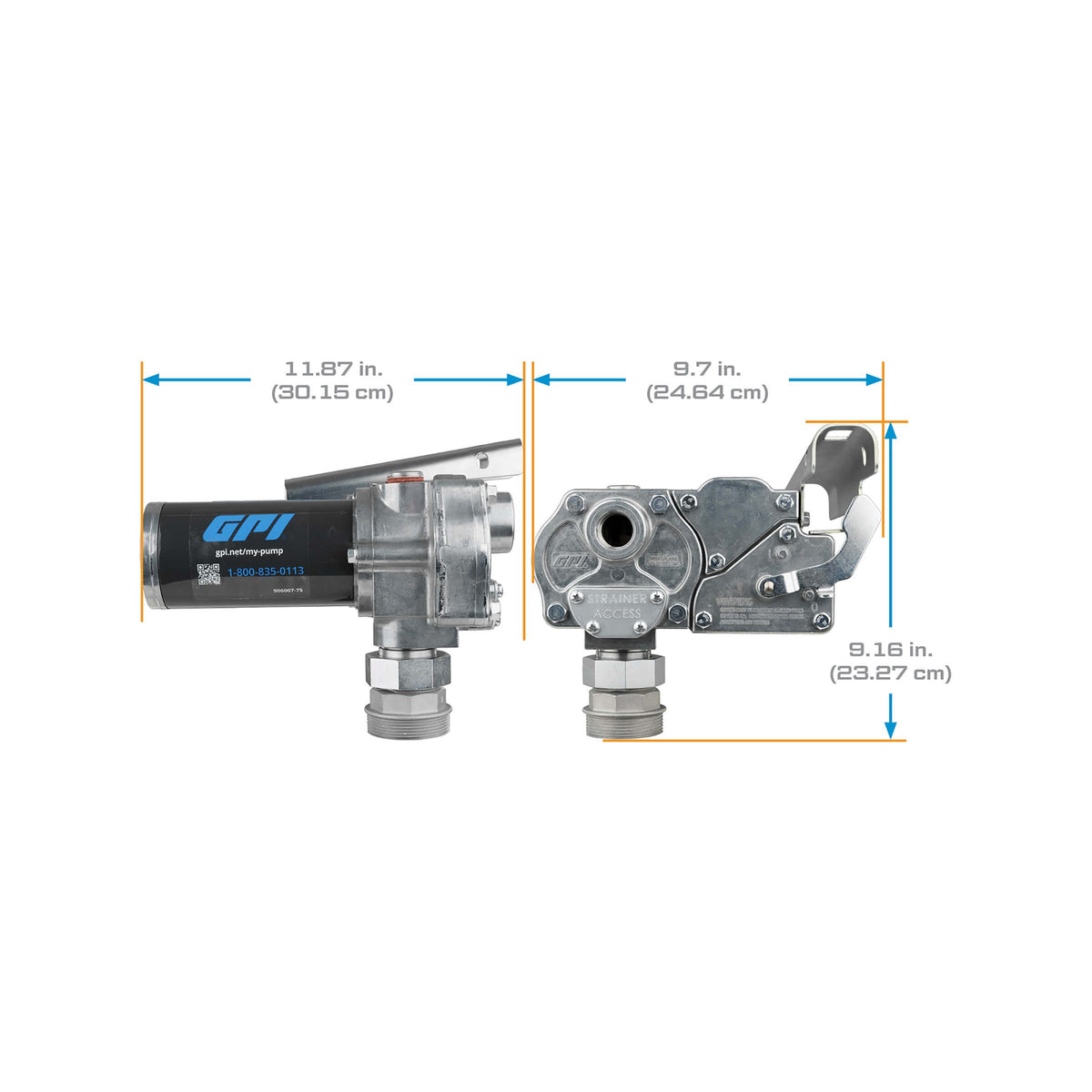 GPI M-180S-ML 18 GPM 12V Fuel Transfer Pump with Manual Diesel Nozzle (110300-1) - view 8