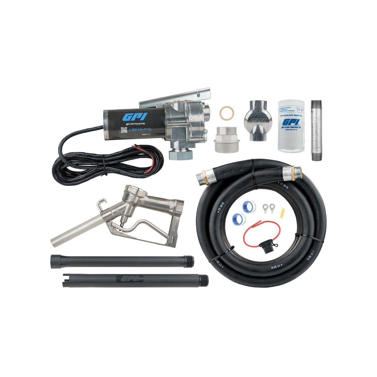 GPI M-180S-ML 18 GPM 12V Fuel Transfer Pump with Manual Diesel Nozzle and Filter (110612-01) - view 6