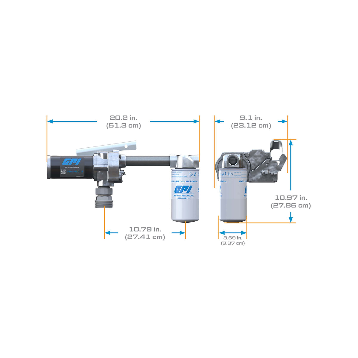 GPI M-180S-ML 18 GPM 12V Fuel Transfer Pump with Manual Diesel Nozzle and Filter (110612-01) - view 8