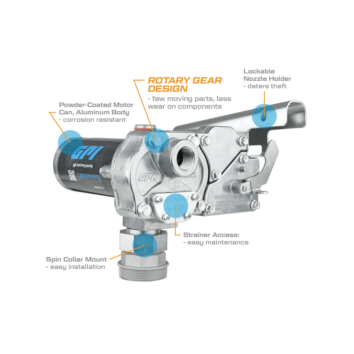 GPI M-150S 15 GPM 12V Methanol Transfer Pump, Pump Only (110700-01) - view 5