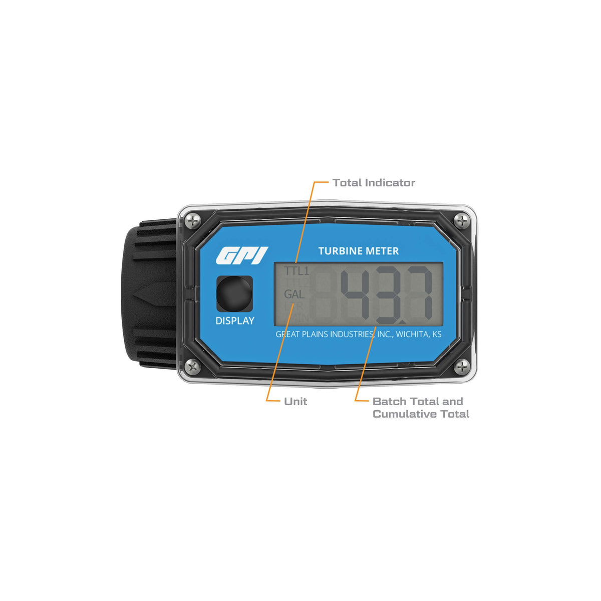 GPI 01N Digital Water Meter, 3-30 GPM, 1 in. NPT, Nylon (113255-4) - view 2