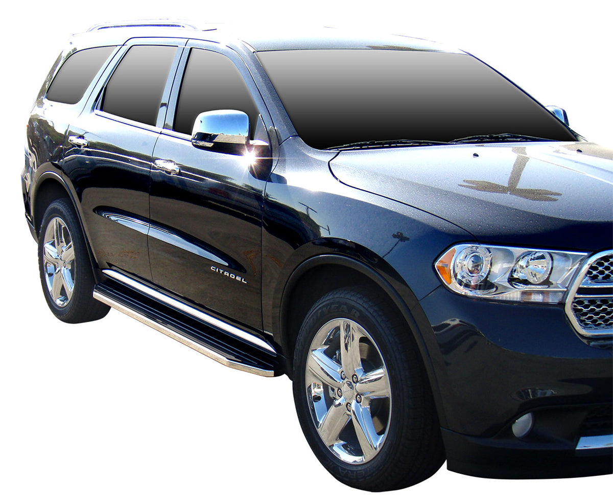 Steelcraft STX100 Running Boards - Black / Stainless Trim - 2014-2024 Dodge Durango (Excludes RT & GT Model) (121120)