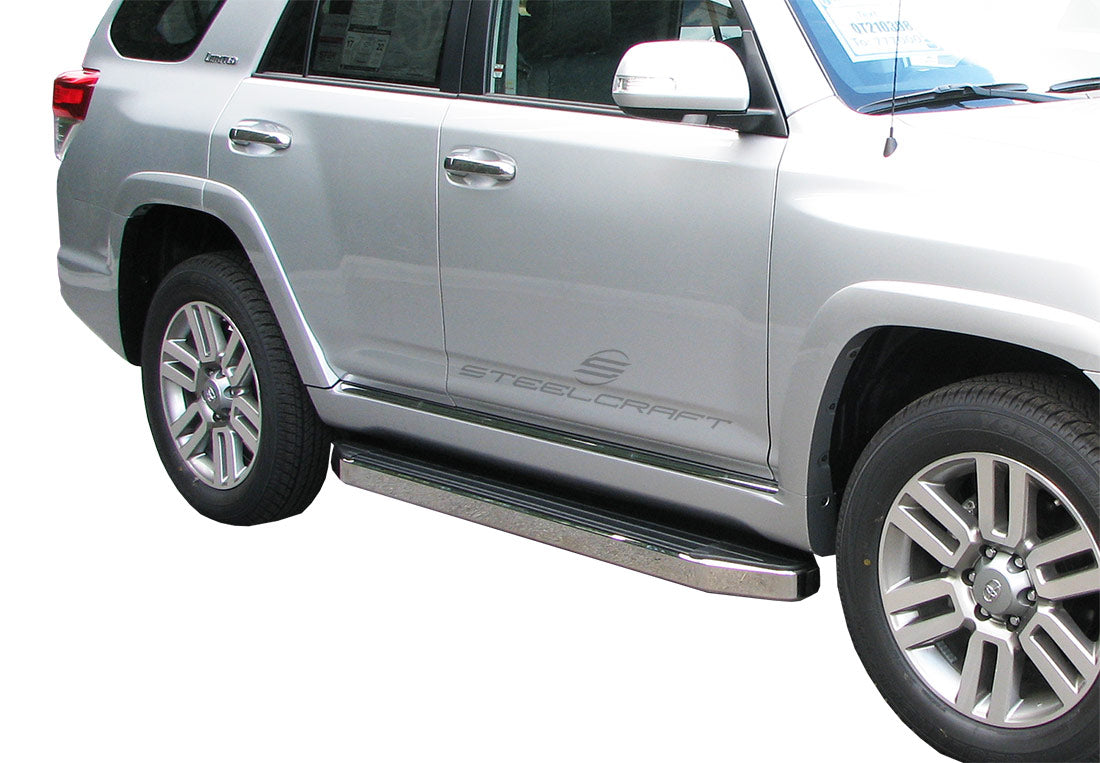 Steelcraft STX100 Running Boards - Black / Stainless Trim - 2014-2024 Toyota 4Runner Limited with lower rocker panel extensions / 2022-2024 TRD Sport (133800)