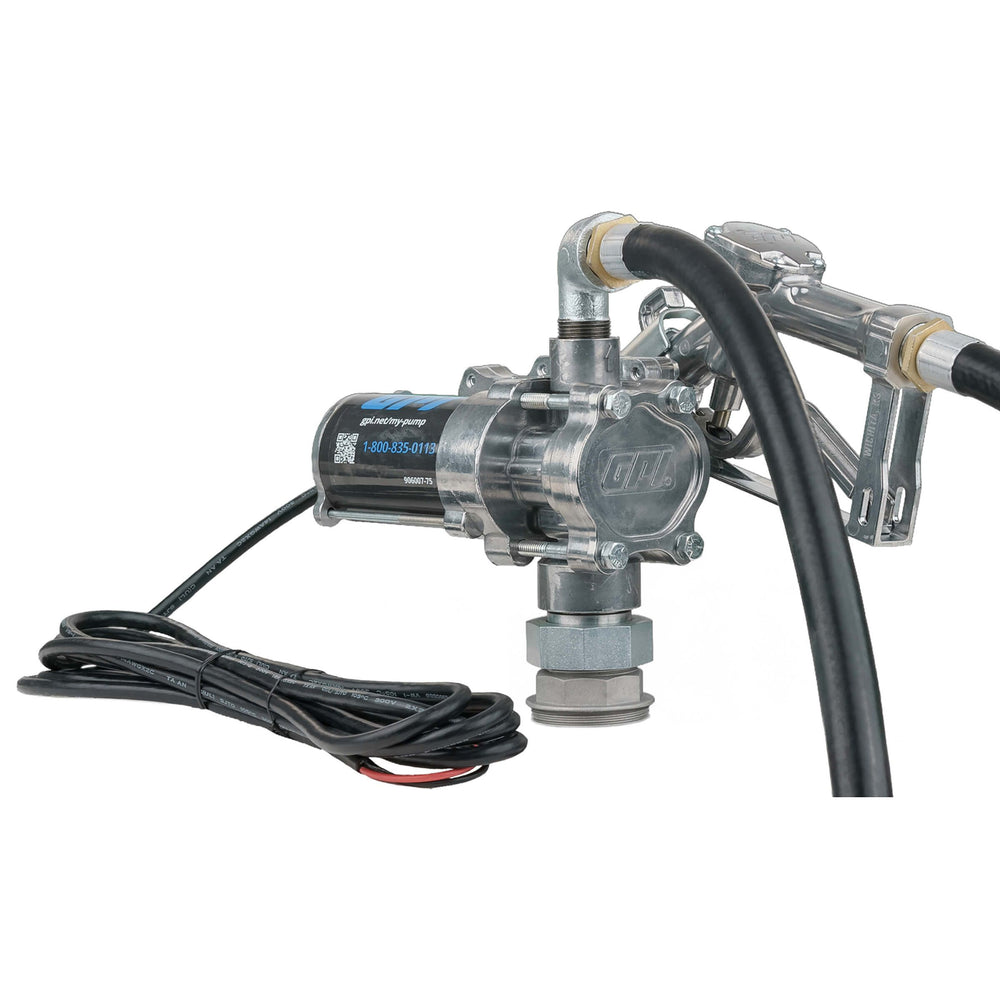 GPI EZ-8 8 GPM 12V Fuel Transfer Pump with Spin Collar and Manual Unleaded Nozzle (137100-05)
