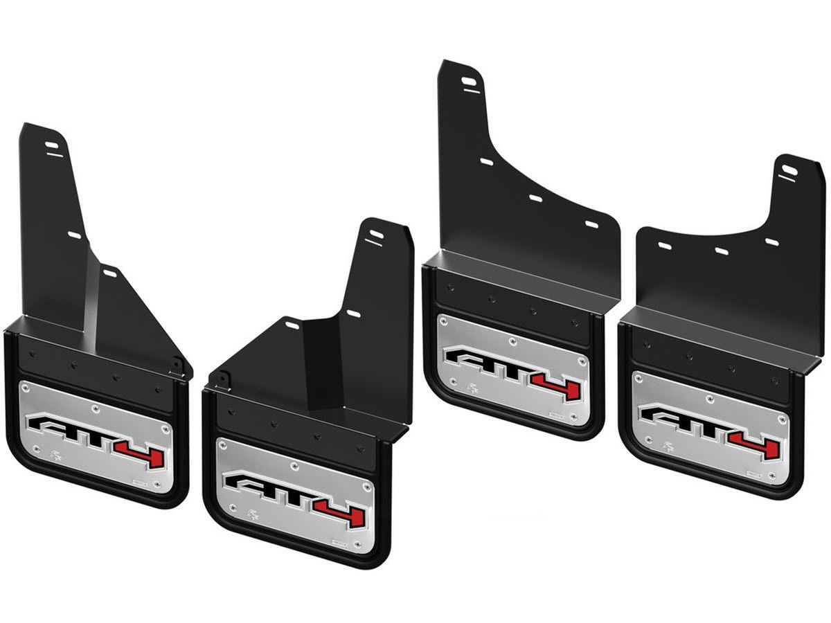 Gatorback CA GMC Logo Mud Flaps - Black/Wrap AT4X Logo - 24-26 Sierra HD AT4X Offset No Drill Kit, Front & Rear - GCAA214K-AT4XW