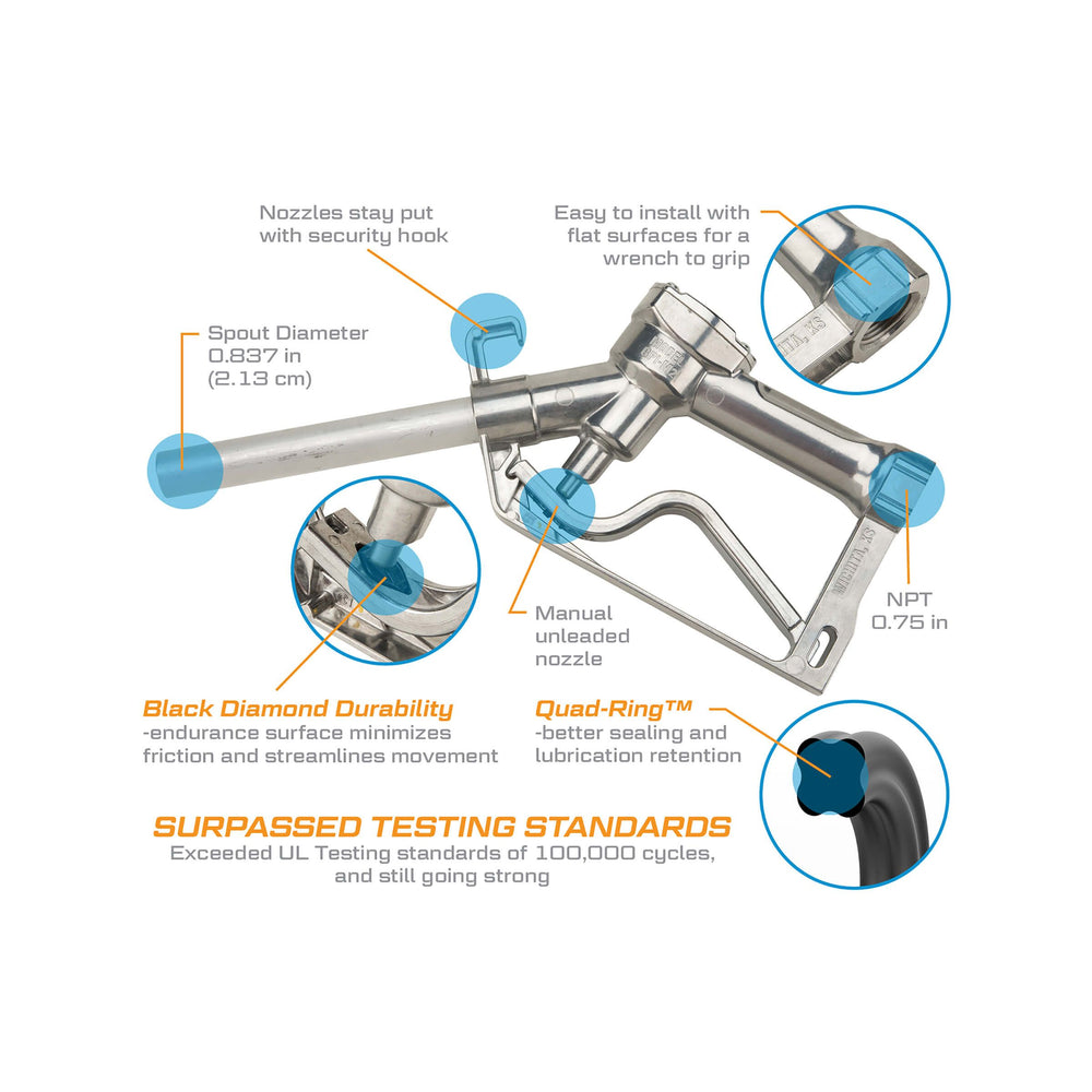 GPI Black Diamond 3/4 in. Manual Unleaded Fuel Nozzle (155000-01) - view 2