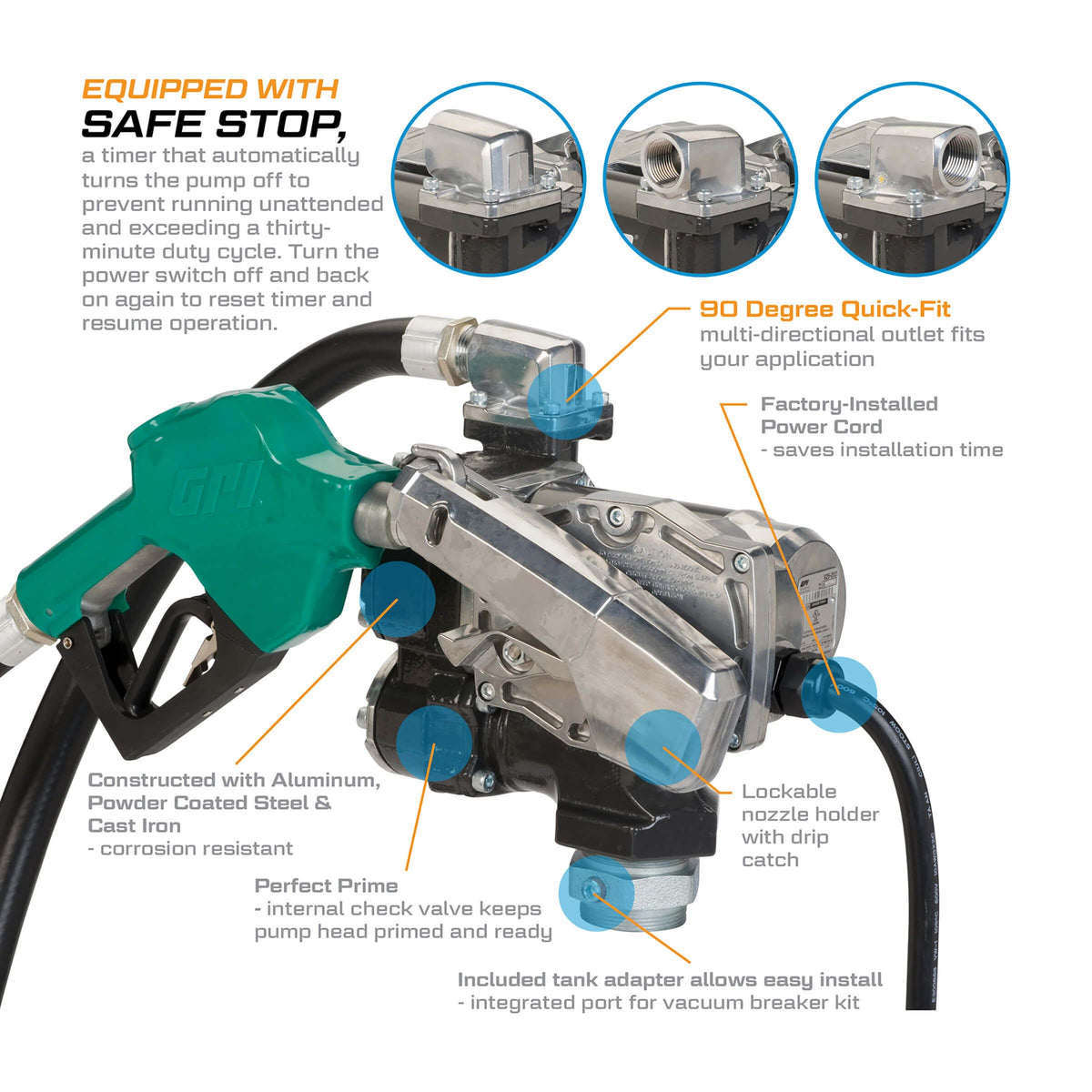 GPI GPRO V25 25 GPM 12V Fuel Transfer Pump with Auto Diesel Nozzle (170000-03) - view 5