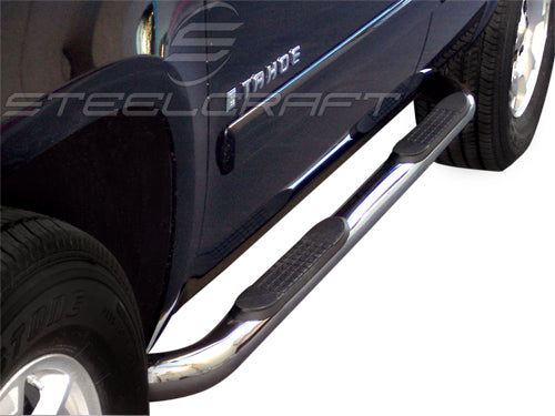 Steelcraft 3" Round Sidebars - Stainless Steel - 2014-2020 Chevy Tahoe / 2014-2020 GMC Yukon / 2014-2018 Cadillac Escalade (202807)