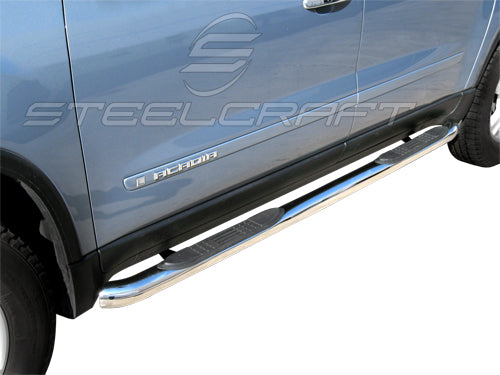 Steelcraft 3" Round Sidebars - Stainless Steel - 2014-2017 GMC Acadia / Chevy Traverse (203807)