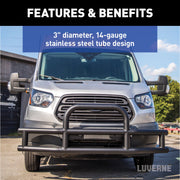 LUVERNE 205530-205920 Tuff Guard Black Stainless Commercial Cargo Van Bumper Guard, Select Ford Transit-150, 250, 350