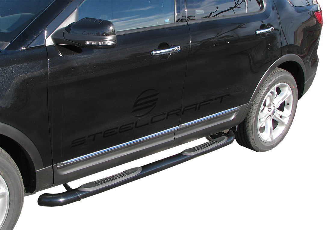 Steelcraft 3" Round Sidebars - Black - 2014-2019 Ford Explorer (213900)