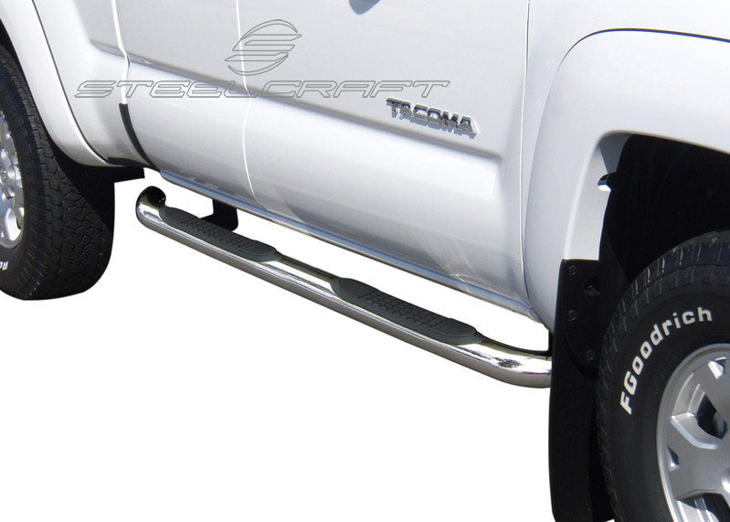 Steelcraft 3" Round Sidebars - Stainless Steel - 2014-2023 Toyota Tacoma Access Cab (230917)