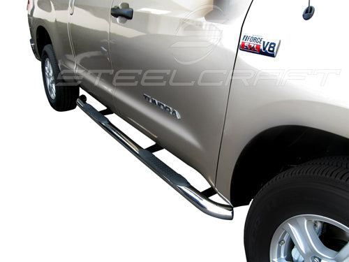 Steelcraft 3" Round Sidebars - Stainless Steel - 2014-2021 Toyota Tundra Double Cab (233107)
