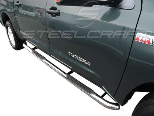 Steelcraft 3" Round Sidebars - Stainless Steel - 2014-2021 Toyota Tundra Crew Max (233127)