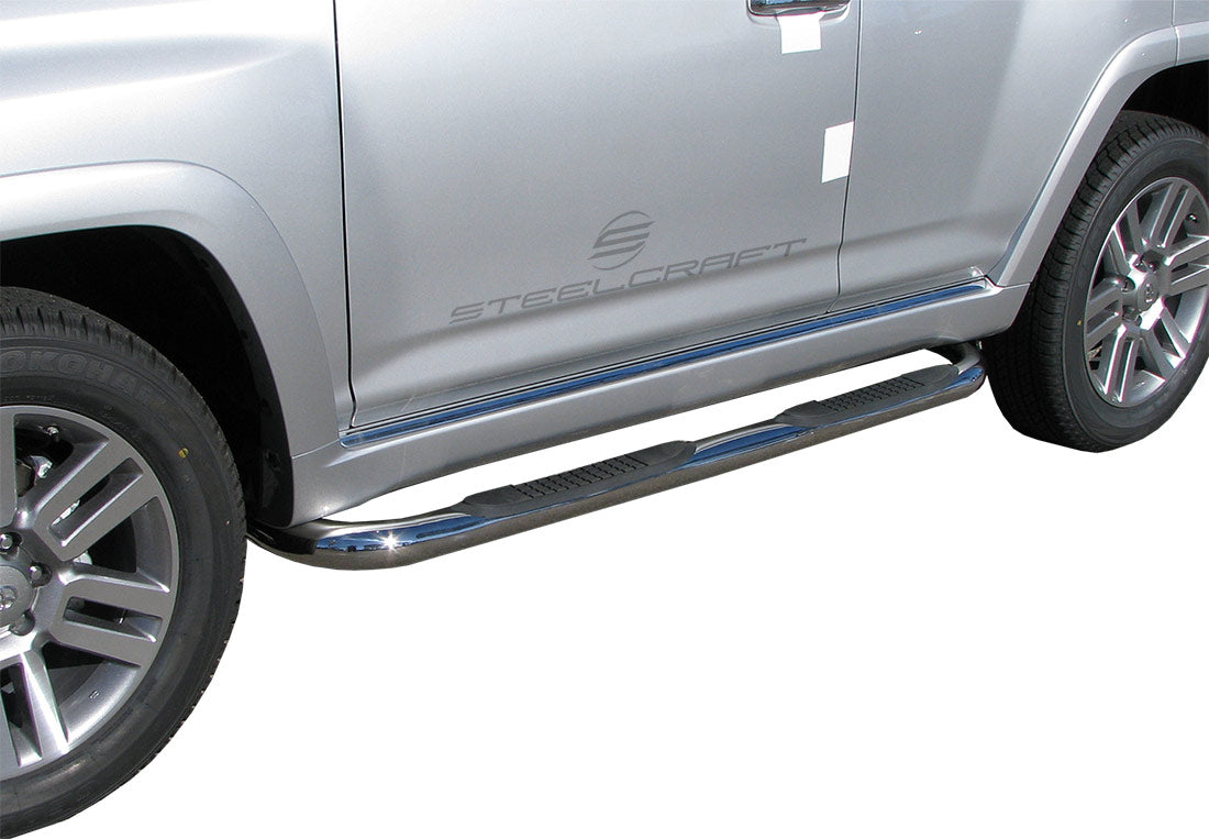 Steelcraft 3" Round Sidebars - Stainless Steel - 2014-2024 Toyota 4Runner Limited with lower rocker panel extensions / 2022-2024 TRD Sport (233807)