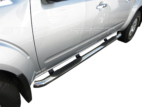 Steelcraft 3" Round Sidebars - Stainless Steel - 2014-2025 Nissan Frontier/Suzuki Equator Crew Cab (240907)