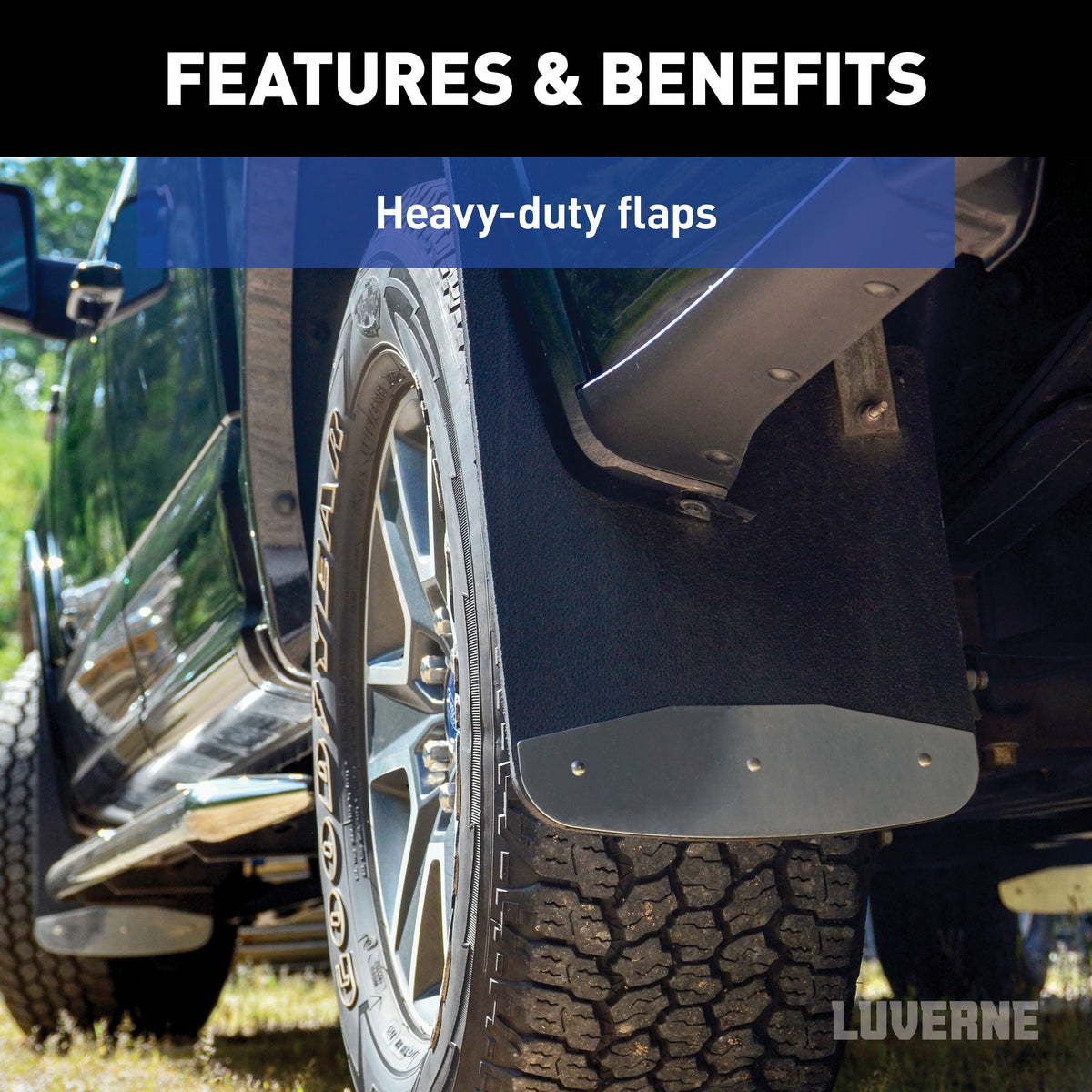 LUVERNE 250930 Front 12-Inch x 20-Inch Textured Rubber Mud Guards, Select Dodge, Ram 1500, 2500, 3500, 2 Flaps