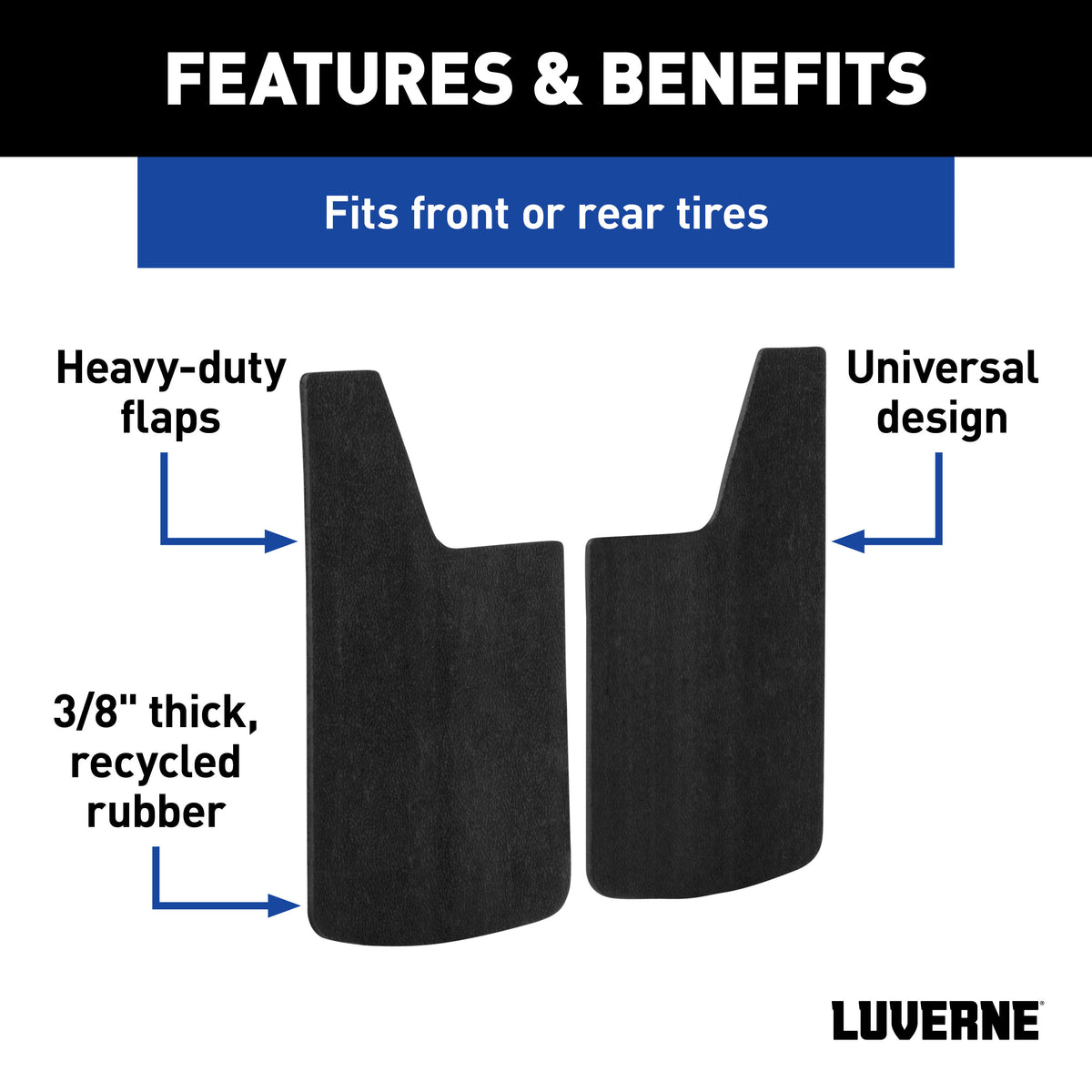 LUVERNE 251014 Universal Front or Rear 14-Inch x 23-Inch Textured Rubber Mud Guards, 2 Flaps