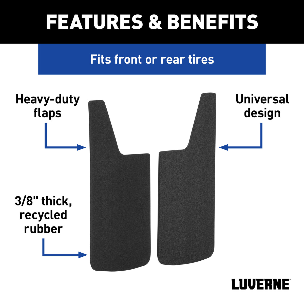 LUVERNE 251023 Universal Front or Rear 12-Inch x 23-Inch Textured Rubber Mud Guards, 2 Flaps