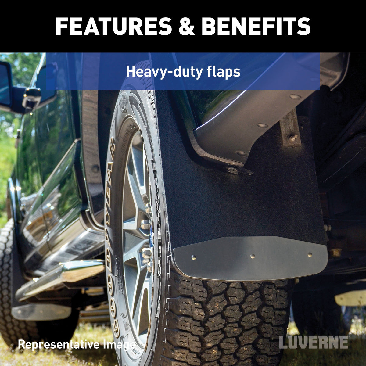 LUVERNE 251124 Rear Dually 20-Inch x 23-Inch Textured Rubber Mud Guards, Select Ford F-350, F-450 Super Duty, 2 Flaps