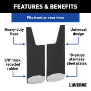 LUVERNE 251223 Universal Front or Rear 12-Inch x 23-Inch Textured Rubber Mud Guards with Stainless Steel Plates, 2 Flaps