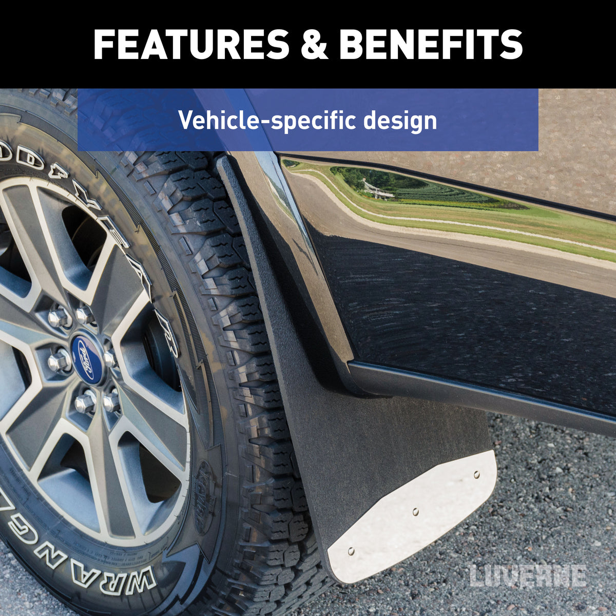 LUVERNE 251441 Front 12-Inch x 20-Inch Textured Rubber Mud Guards, Select Chevrolet Silverado 1500, 2 Flaps