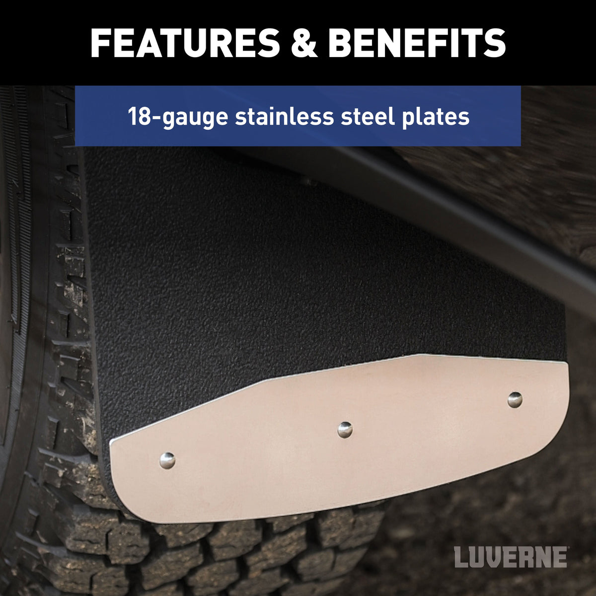 LUVERNE 251445 Rear 12-Inch x 23-Inch Textured Rubber Mud Guards, Select Chevrolet Silverado 1500, 2 Flaps