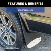LUVERNE 252023 Universal Dually 20-Inch x 23-Inch Textured Rubber Mud Guards with Stainless Steel Plates, 2 Flaps