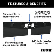 LUVERNE 255200 15-Inch Long Textured Rubber Tow Guard Hitch-Mounted Mud Flaps for 2, 2-1/2 or 3-Inch Ball Mount Shank