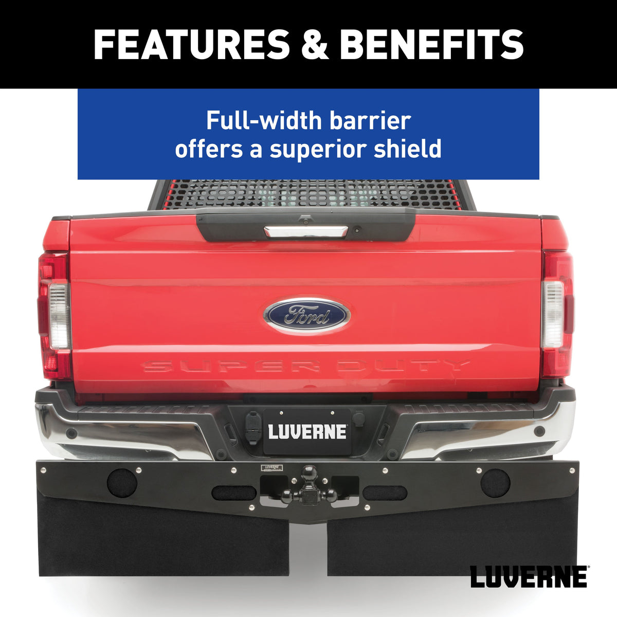 LUVERNE 255200 15-Inch Long Textured Rubber Tow Guard Hitch-Mounted Mud Flaps for 2, 2-1/2 or 3-Inch Ball Mount Shank