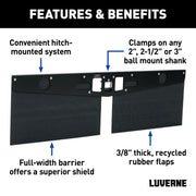 LUVERNE 255300 20-Inch Long Textured Rubber Tow Guard Hitch-Mounted Mud Flaps for 2, 2-1/2 or 3-Inch Ball Mount Shank