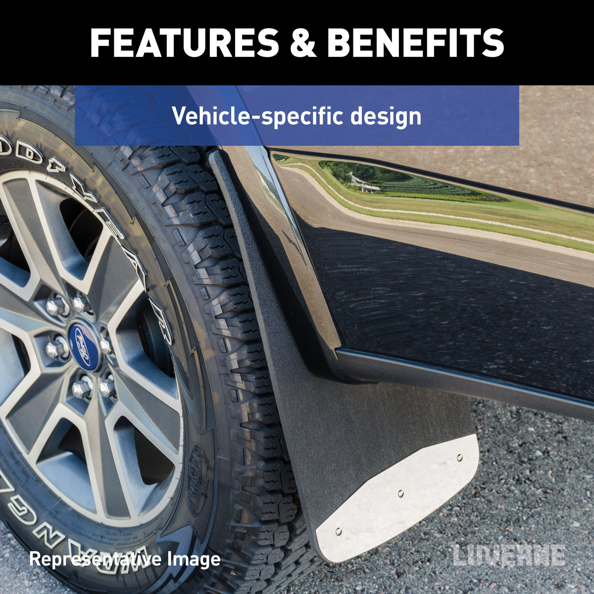 LUVERNE 259924 Rear Dually 20-Inch x 23-Inch Textured Rubber Mud Guards, Select Ford F-350, F-450 Super Duty, 2 Flaps