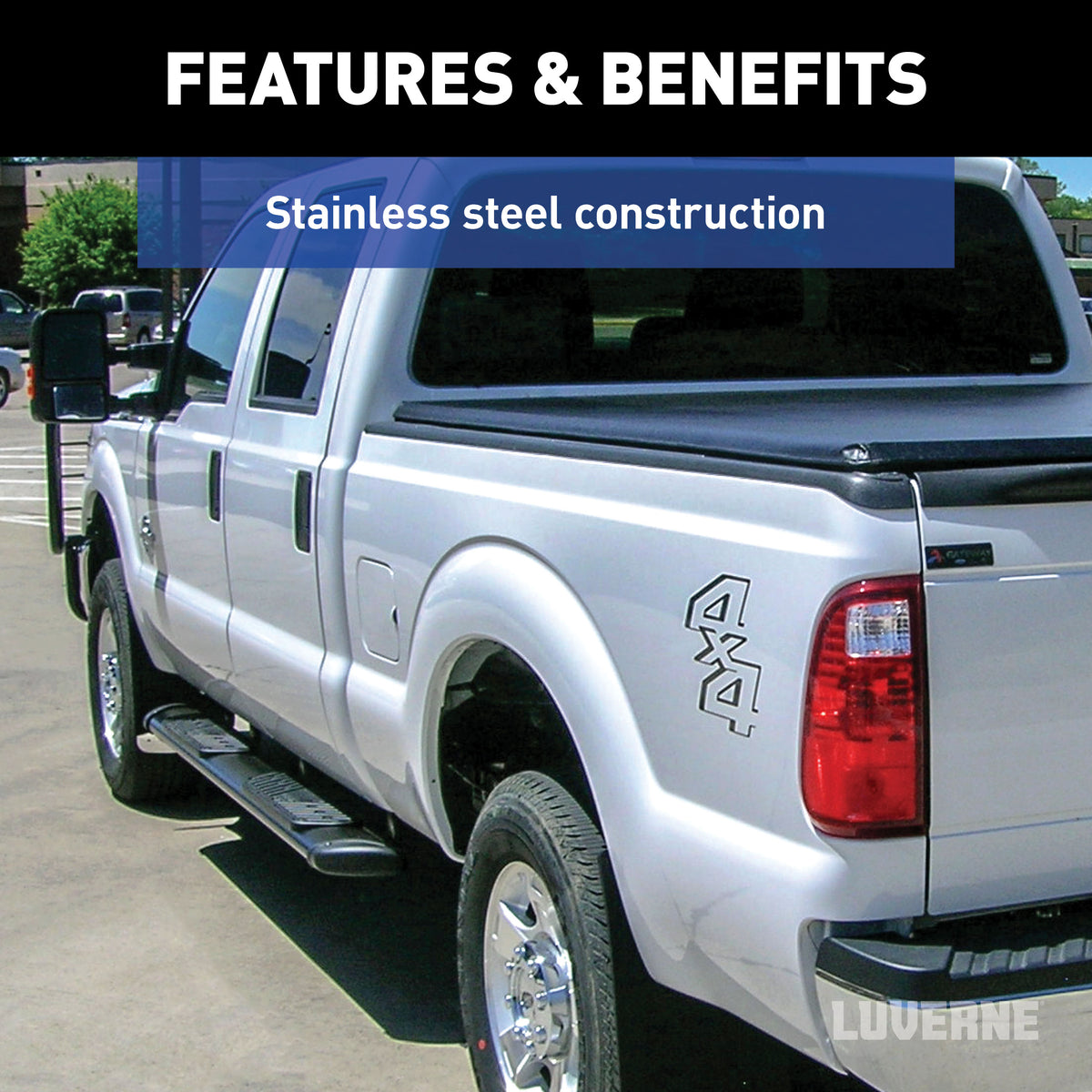 LUVERNE 277078-401734 Regal 7 Black Stainless 78-Inch Truck Side Steps, Select Ford F-250, F-350, F-450, F-550 Super Duty