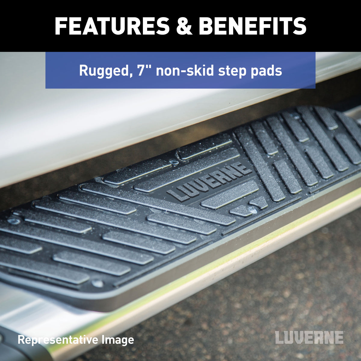 LUVERNE 277088-401535 Regal 7 Black Stainless Steel 88-Inch Truck Side Steps, Select Ford Lightning