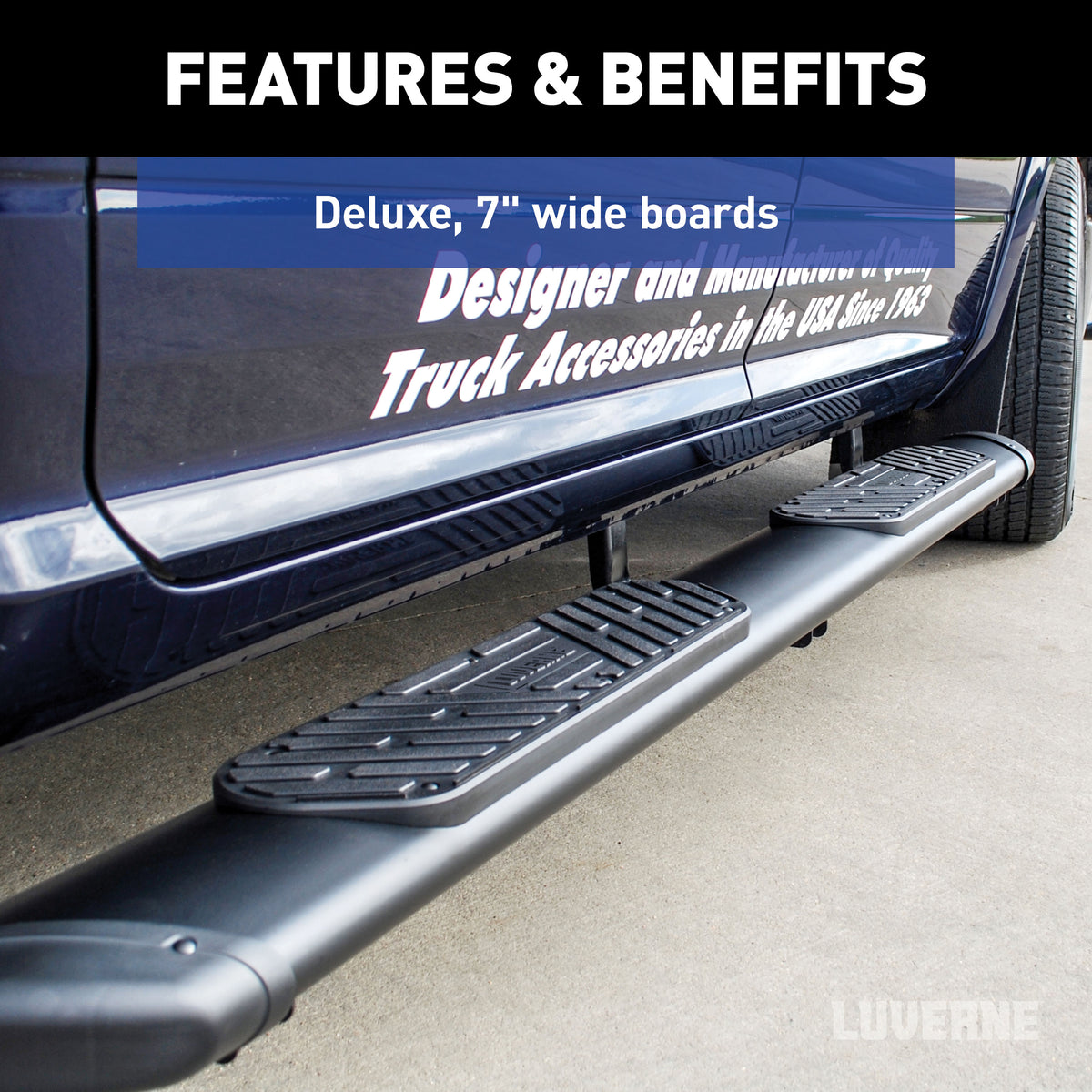 LUVERNE 277088-401535 Regal 7 Black Stainless Steel 88-Inch Truck Side Steps, Select Ford Lightning