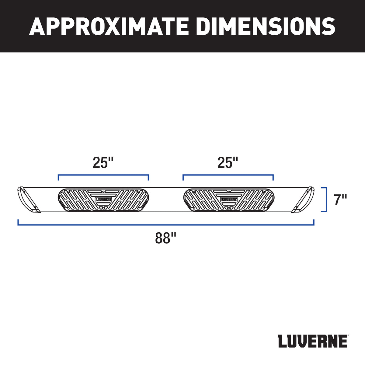 LUVERNE 277088-401734 Regal 7 Black Stainless 88-Inch Truck Side Steps, Select Ford F-250, F-350, F-450, F-550 Super Duty