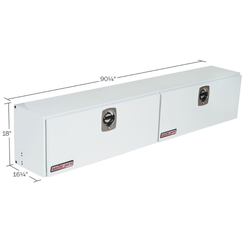 Weather Guard 90 in Steel Top Mount Tool Box, Double Door, White (291-3-02)