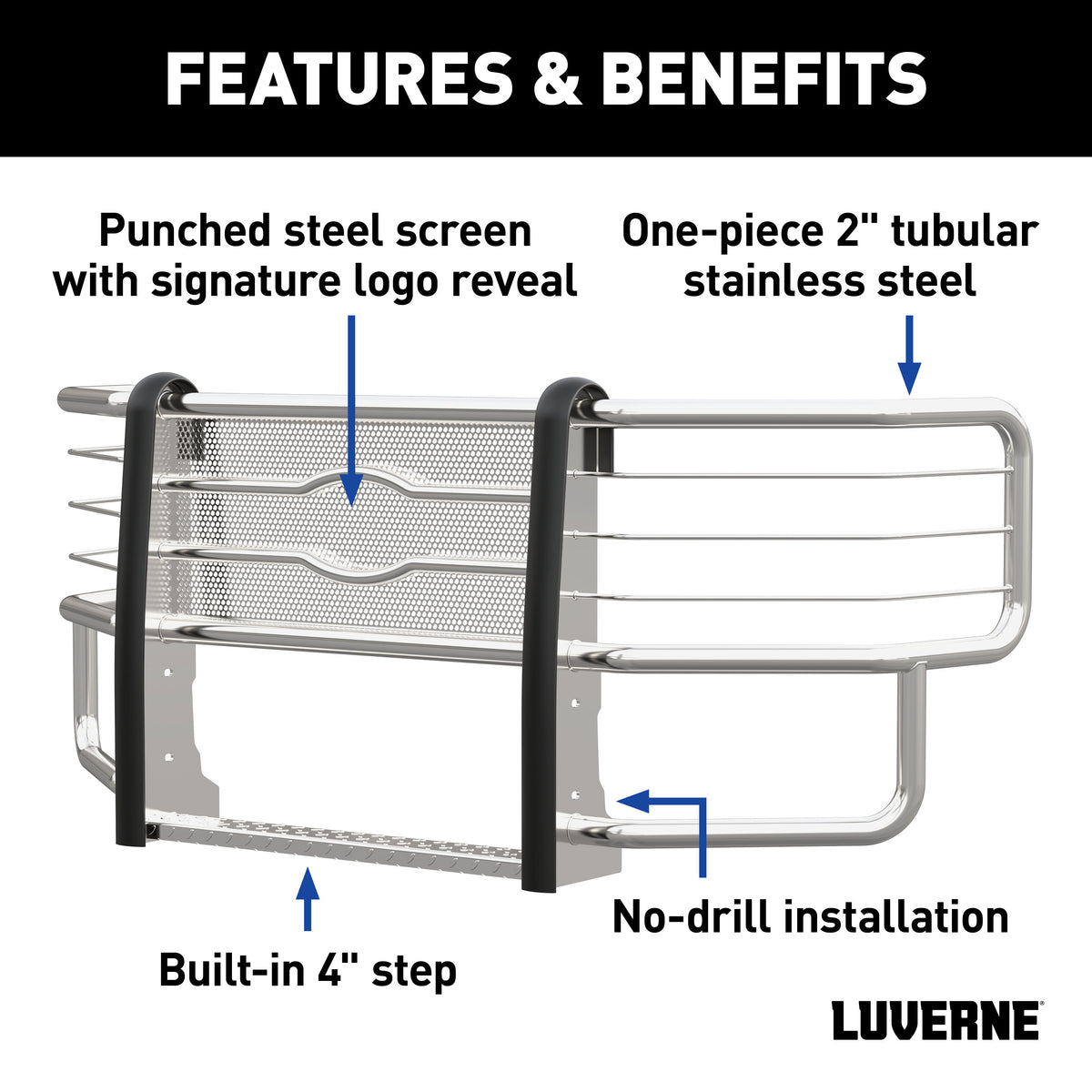LUVERNE 311033-321332 Prowler Max Custom Stainless Steel Truck Grille Guard, Select Ram 2500, 3500