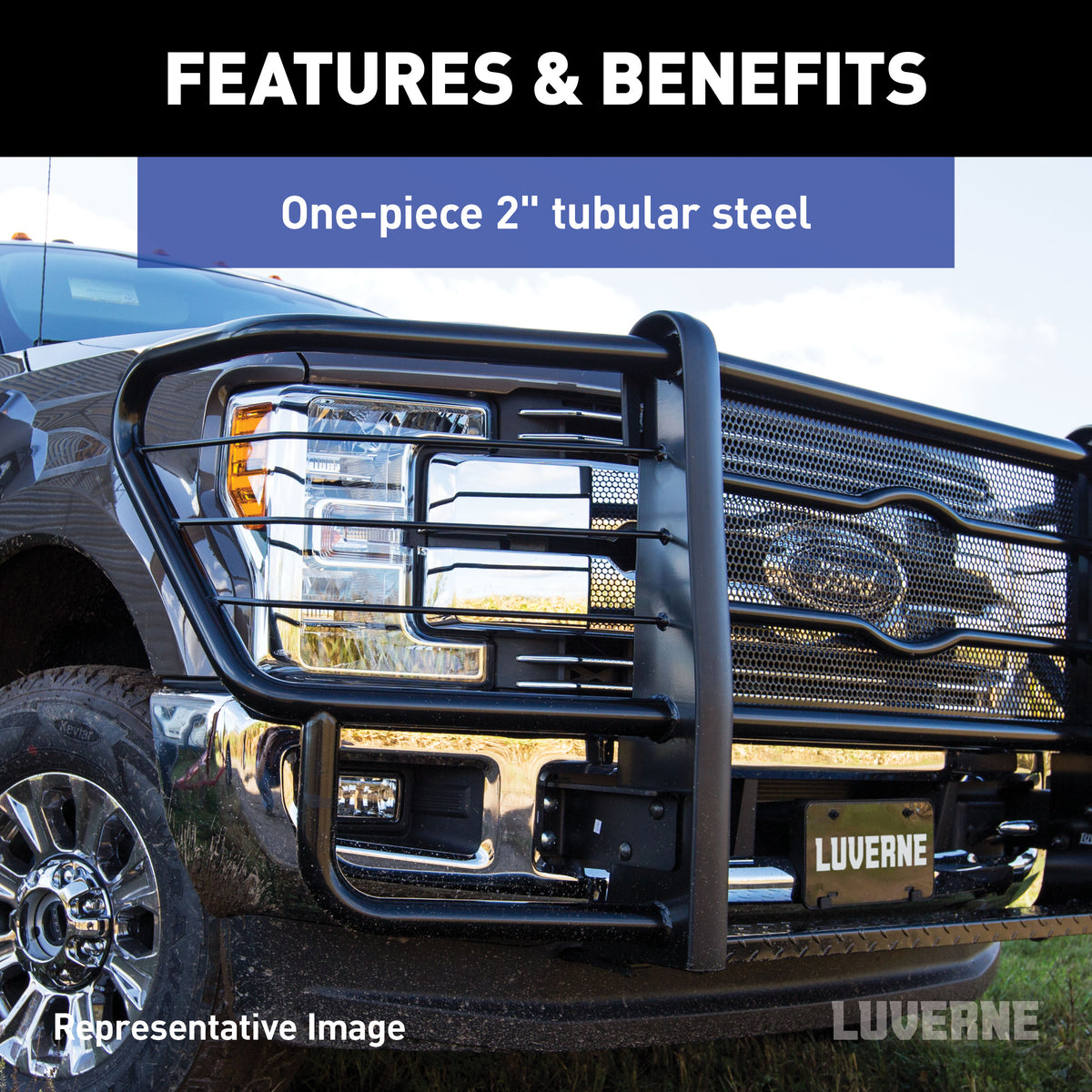 LUVERNE 320713-321112 Prowler Max Custom Black Steel Truck Grille Guard, Select Chevrolet Silverado, GMC Sierra 2500, 3500 HD