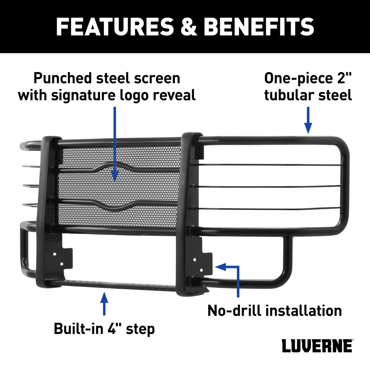 LUVERNE 321123-321122 Prowler Max Custom Black Steel Truck Grille Guard, Select Ford F-250, F-350 Super Duty