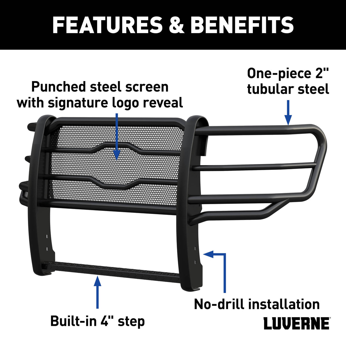 LUVERNE 321800 Prowler Max Black Steel Truck Grille Guard, Compatible with Select Ford F-150