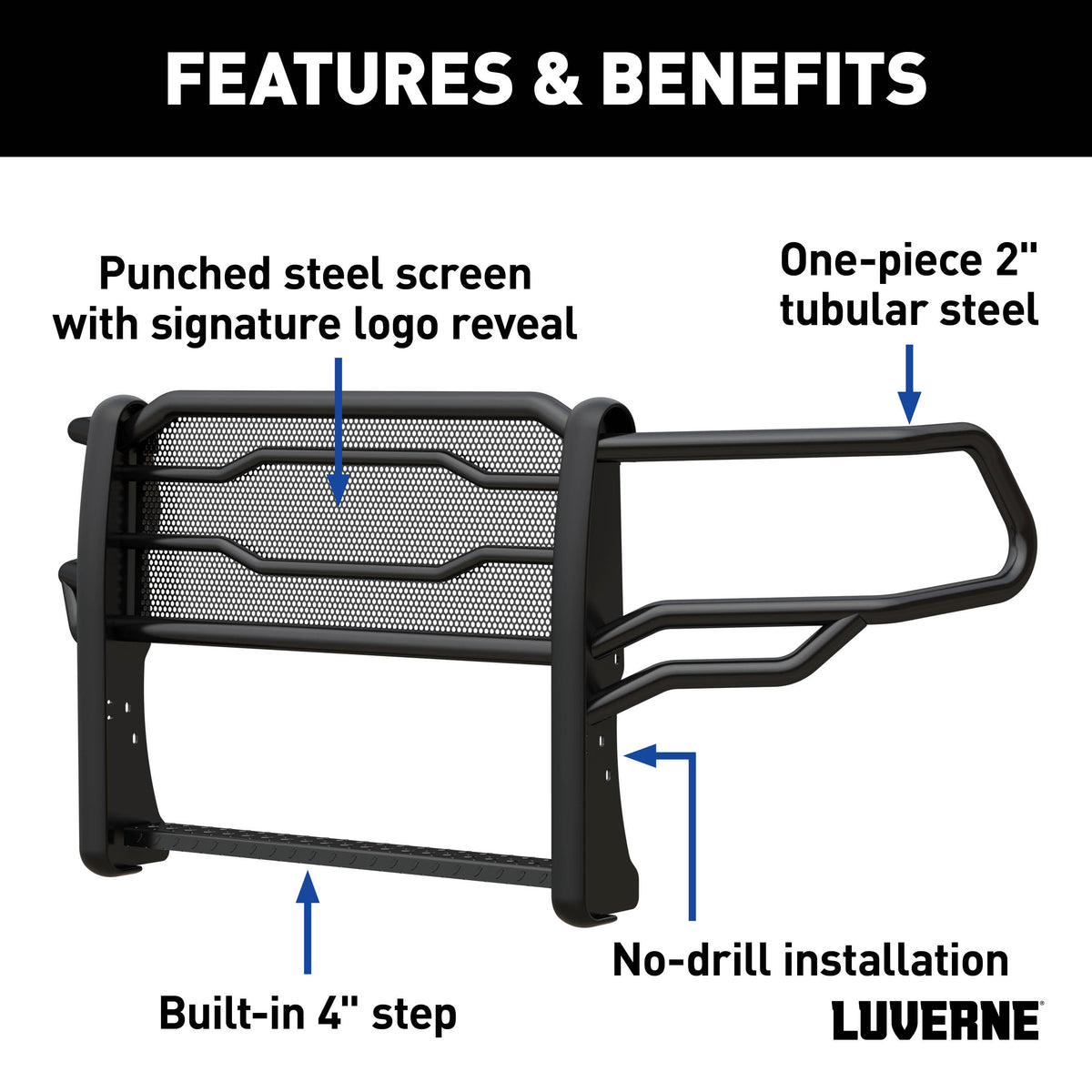 LUVERNE 321804 Prowler Max Black Steel Truck Grille Guard, Compatible with Select Ram 2500, 3500, 4500, 5500
